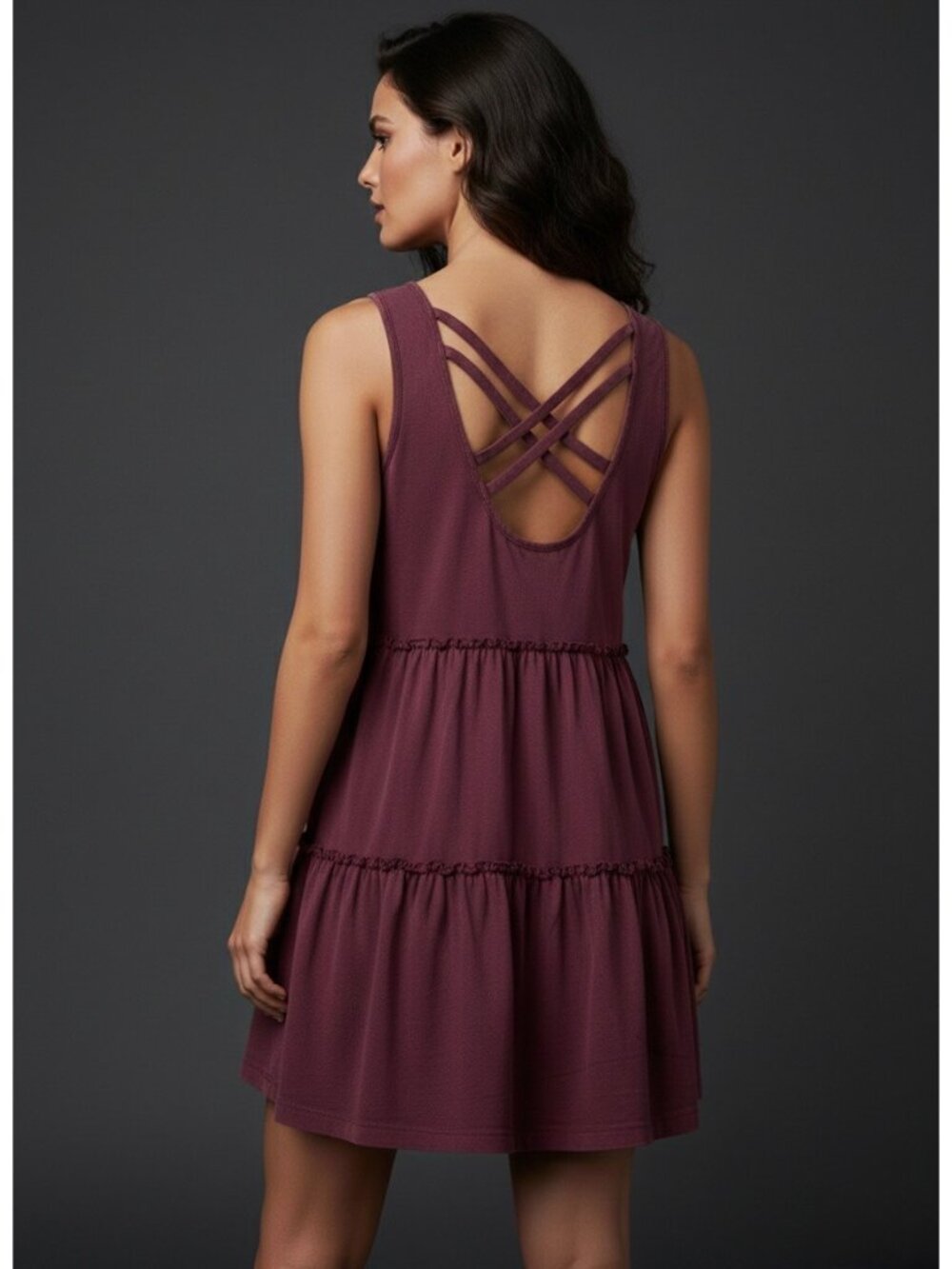 RARE NWOT Knot Sisters Tiered Hem Strappy Back Dress OS | Coquette Indie Sleaze - Picture 6 of 16